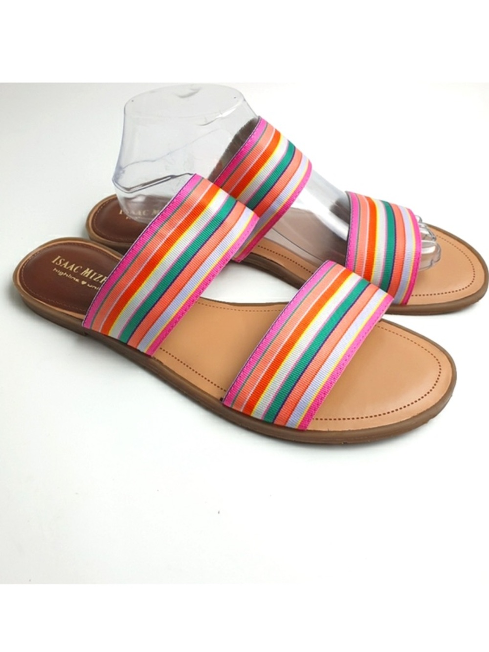 Isaac Mizrahi multicolor stripe ‘Pennylane’ slip on flat sandals size 9 NEW